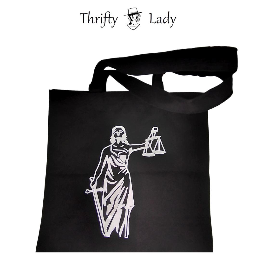 Lady Justice Black Canvass Tote Bag (Law Bag), Women's Fashion, Bags