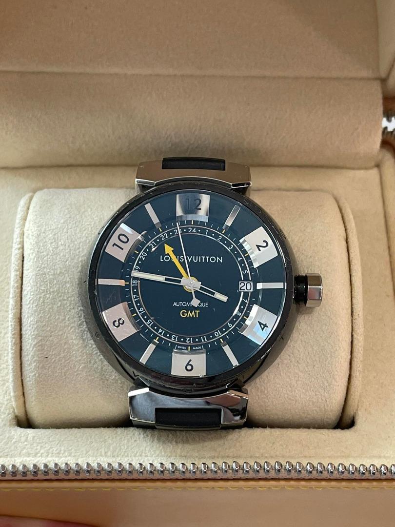 Louis Vuitton tambour all black GMT desk clock, Men's Fashion, Watches &  Accessories, Watches on Carousell