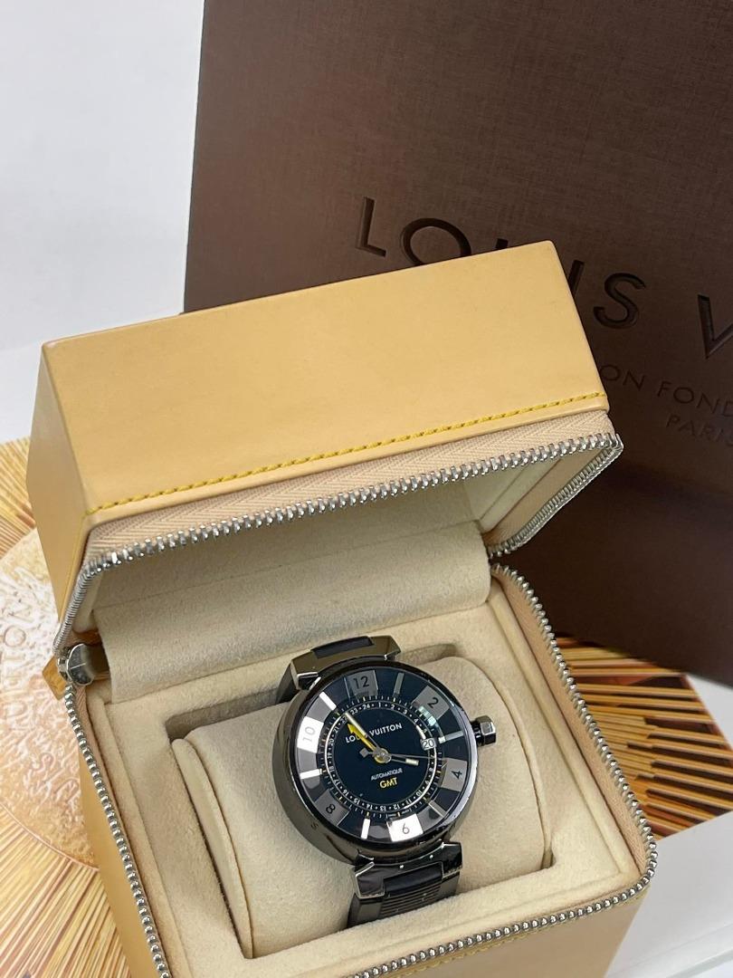 Louis Vuitton Watch Tambour Swiss Made Yellow Second Hand Men With Box 10atm