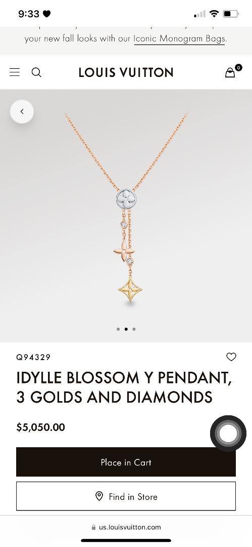 Louis Vuitton 18k Pink Gold and Diamond Idylle Blossom Pendant