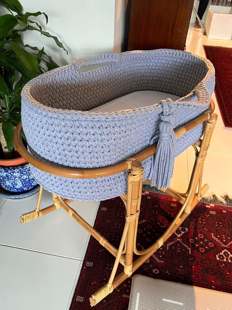 Moses Basket with Wooden Rocking Stand, Babies & Kids, Baby Nursery