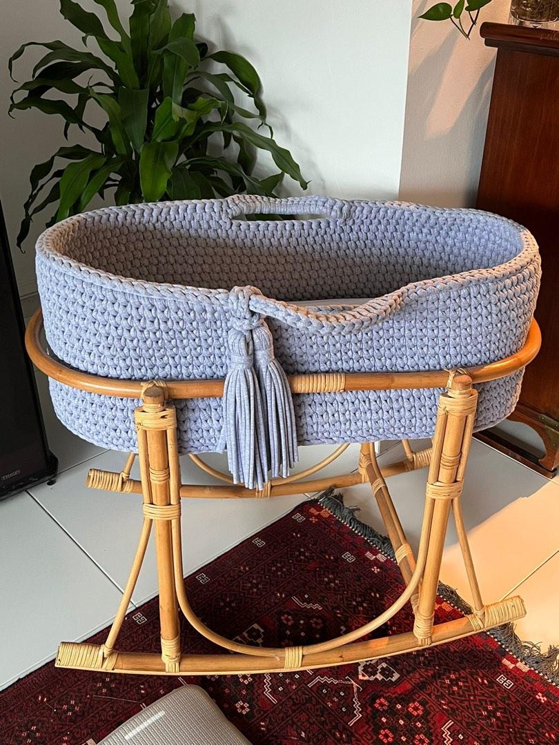 Moses Basket with Wooden Rocking Stand, Babies & Kids, Baby Nursery