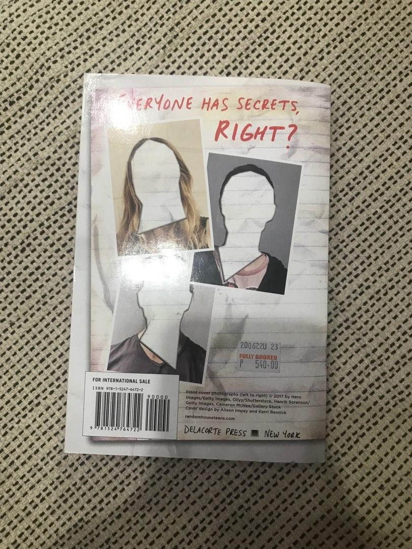 One of Us Is Lying (Category: Storybooks) located in Quezon City. Submitted by bananaqueue (Listing ID 1191597245, Image 2). Description: - no flaws - spine not broken - no annotations or highlights - nung August lang siya binili, super new - authentic, bought from Fully Booked @ ₱540 - MOP: Gcash, PayMaya - shipping fee will be shouldered by buyer (Grab or you can book on your own if you’d like).