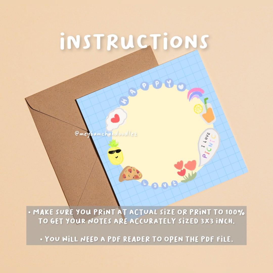 Printable memo pads Cute theme sticky notes Instant download PDF