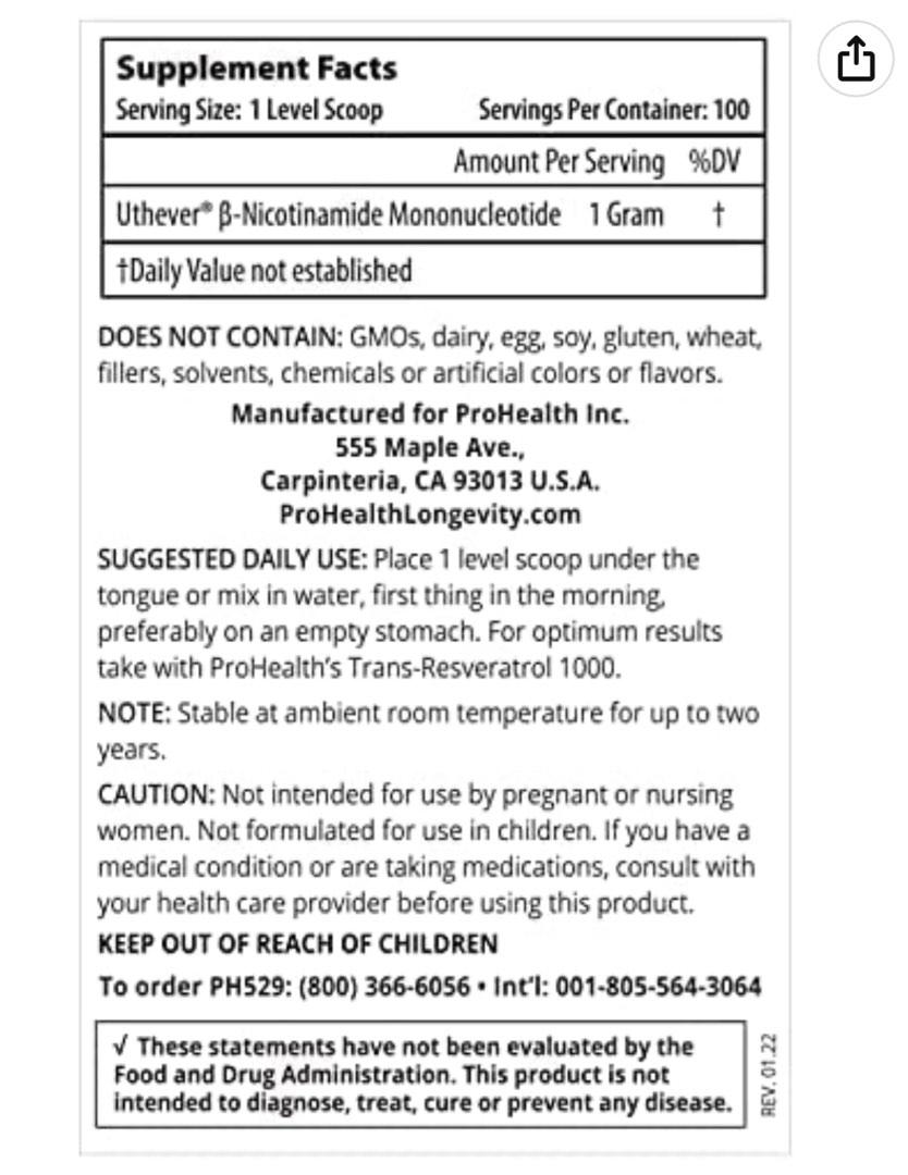 Prohealth longevity nmn pro 100000, 健康及營養食用品, 健康補充品, 健康補充品 維他命及補充品