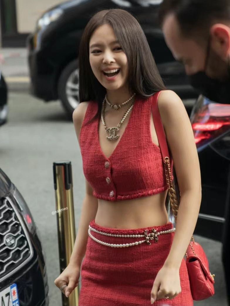 Red Chanel SS21 Knit Set Jennie