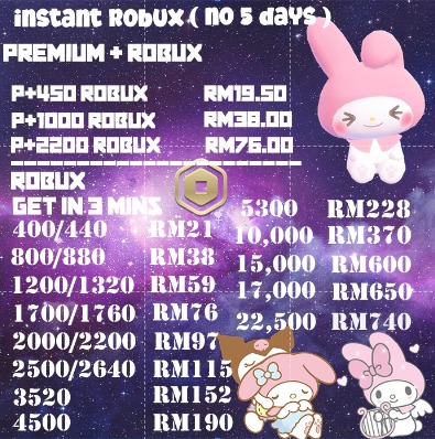 Roblox Robux Cheap Robux (440 Robux - 22500 Robux) Robux Murah Robux ...