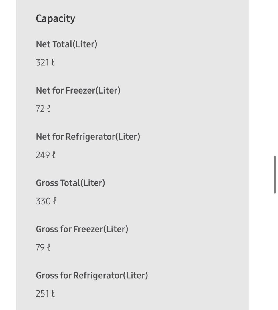 Samsung Fridge 321Litres (3 ticks), TV & Home Appliances, Kitchen