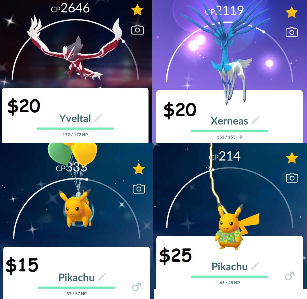 SHINY YVELTAL XERNEAS PIKACHU FLYING GREEN BALLOON FRUIT SHIRT Pokemon