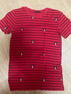 Stradivarius frenchie red stripes t-shirt french bulldog