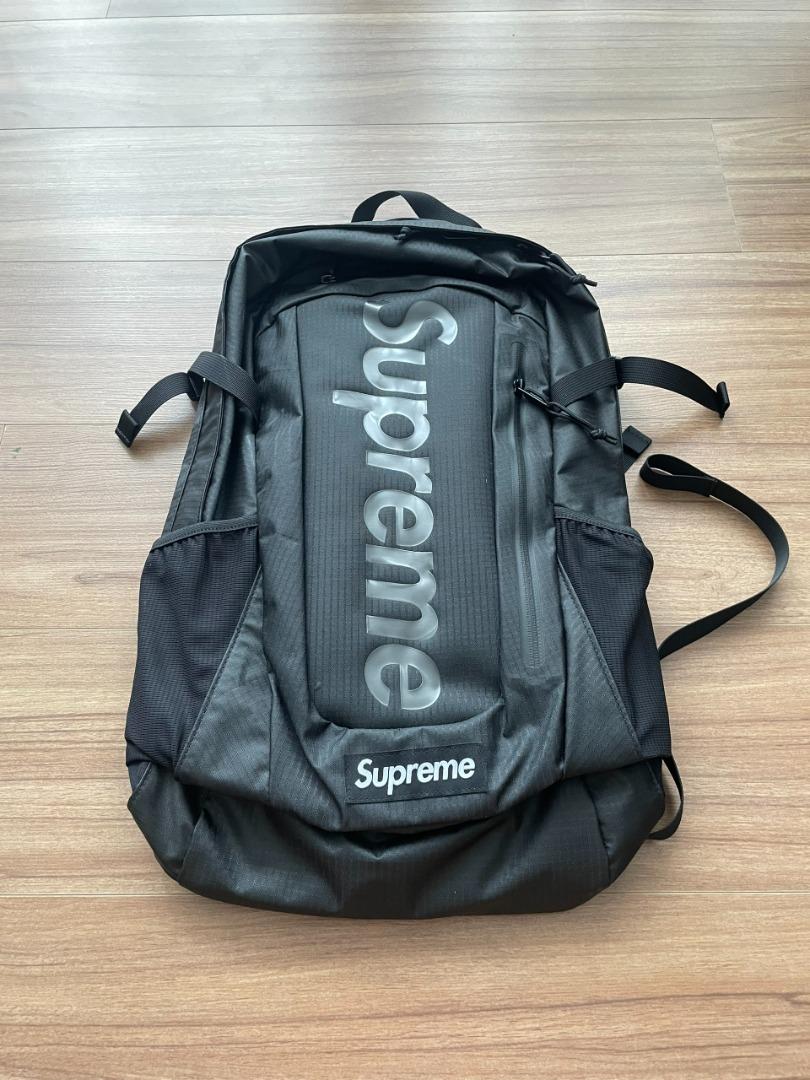 Supreme Black Laminated Nylon Backpack (20 Liters)