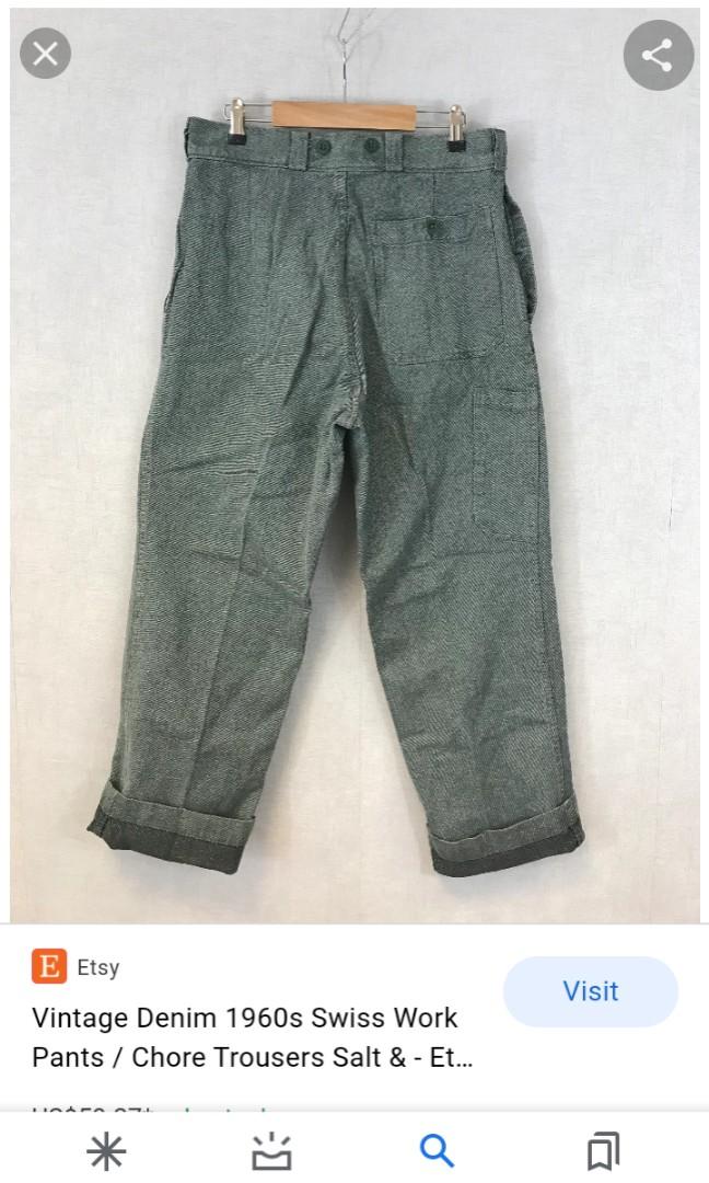 Vintage Denim 1960s Swiss Work Pants / Chore Trousers Salt
