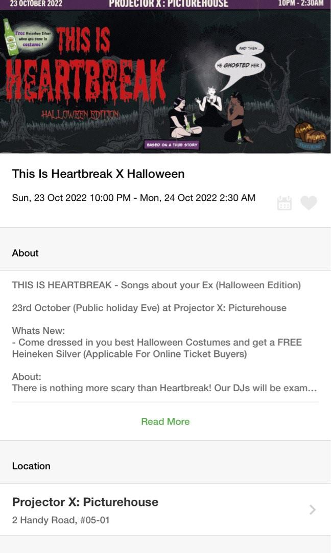 This is heartbreak x Halloween, Tickets & Vouchers, Event Tickets on