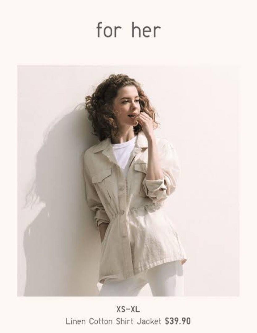 Uniqlo linen cotton shirt jacket on sale