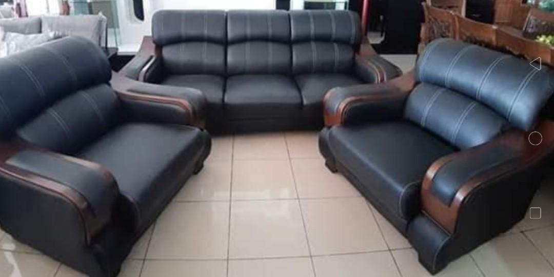 wood and uratex foam sala set with center table, Furniture & Home Living, Furniture, Sofas on