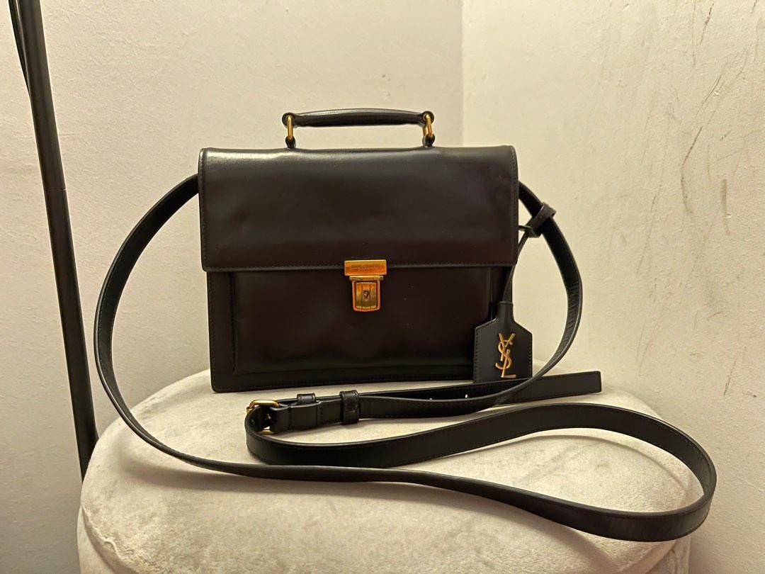 YVES SAINT LAURENT Black Leather Medium High School Satchel Bag BUNDLE ITEM