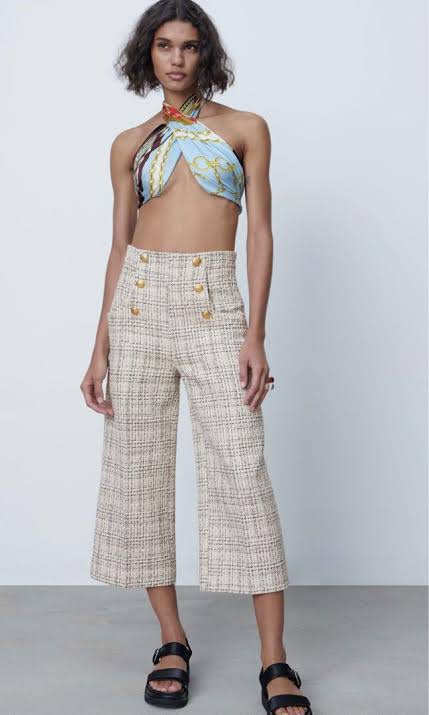 Zara tweed wide leg trousers Women s Fashion Bottoms Other