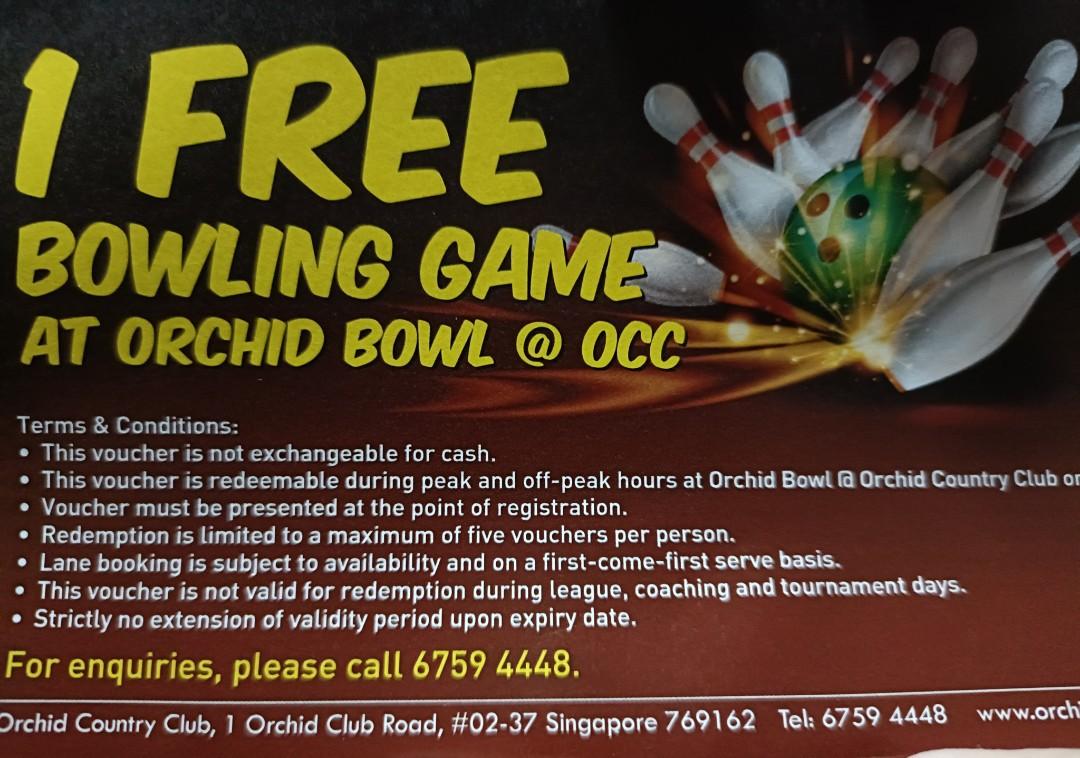 4x Orchid Bowl At Occ Bowling Tickets Tickets Vouchers Vouchers On Carousell