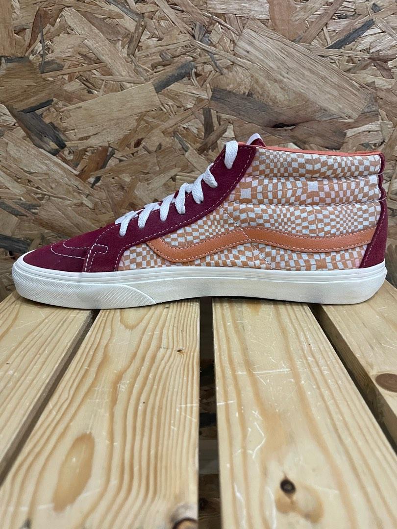 9.5uk Vans Sk8 Mid Retro Mid Top Red Orange Splicing Men s