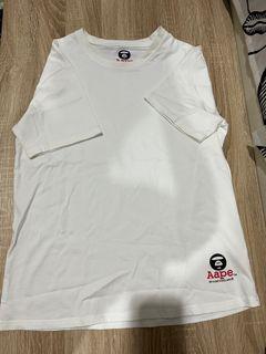 AAPE by BATHING APE , BAPE authentic asli , white putih T-shirt kaos , atasan , top , oversized , katun adem