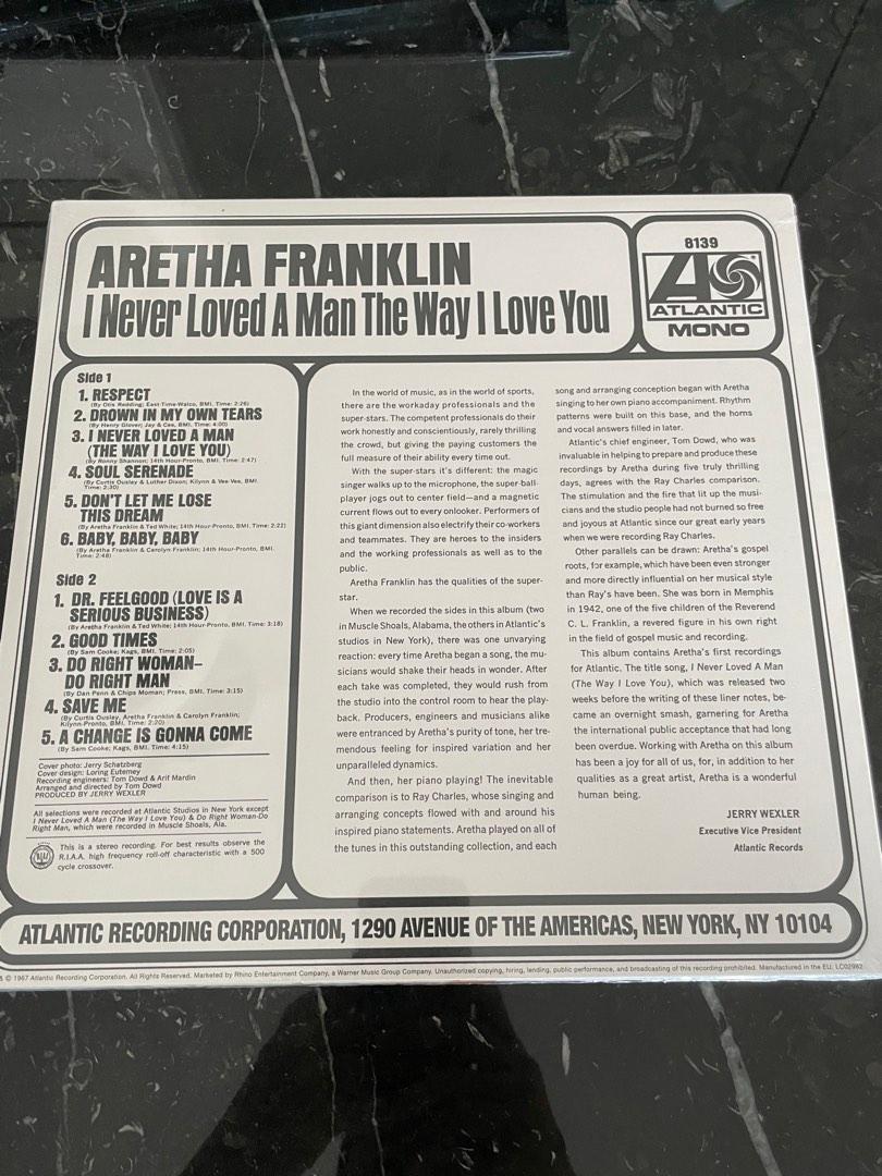Aretha Franklin I never loved a man the way I love you . Vinyl lp. New