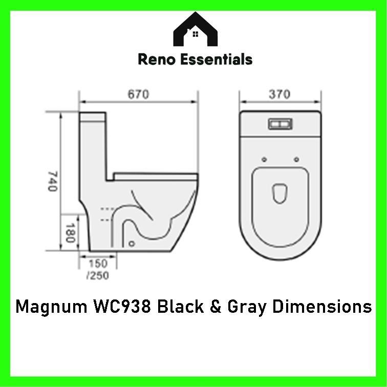 Black Toilet bowl Gray Toilet bowl Magnum 935 938 // Tornado flushing