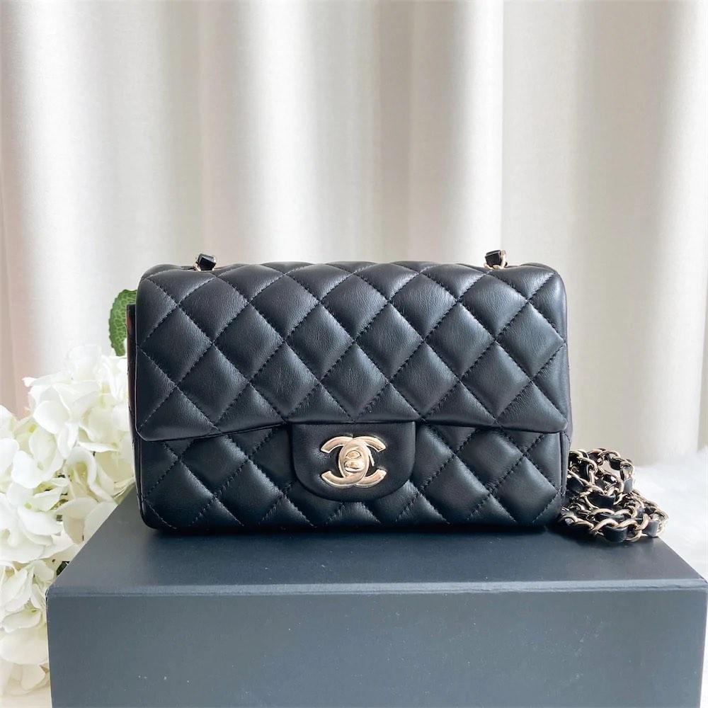 Brand New Chanel Mini Rectangular in Black Lambskin, Luxury, Bags & Wallets  on Carousell