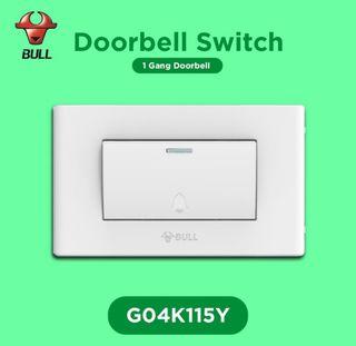 BULL 1 Gang Door Bell Wall Switch G04K115Y White and Dark Grey
