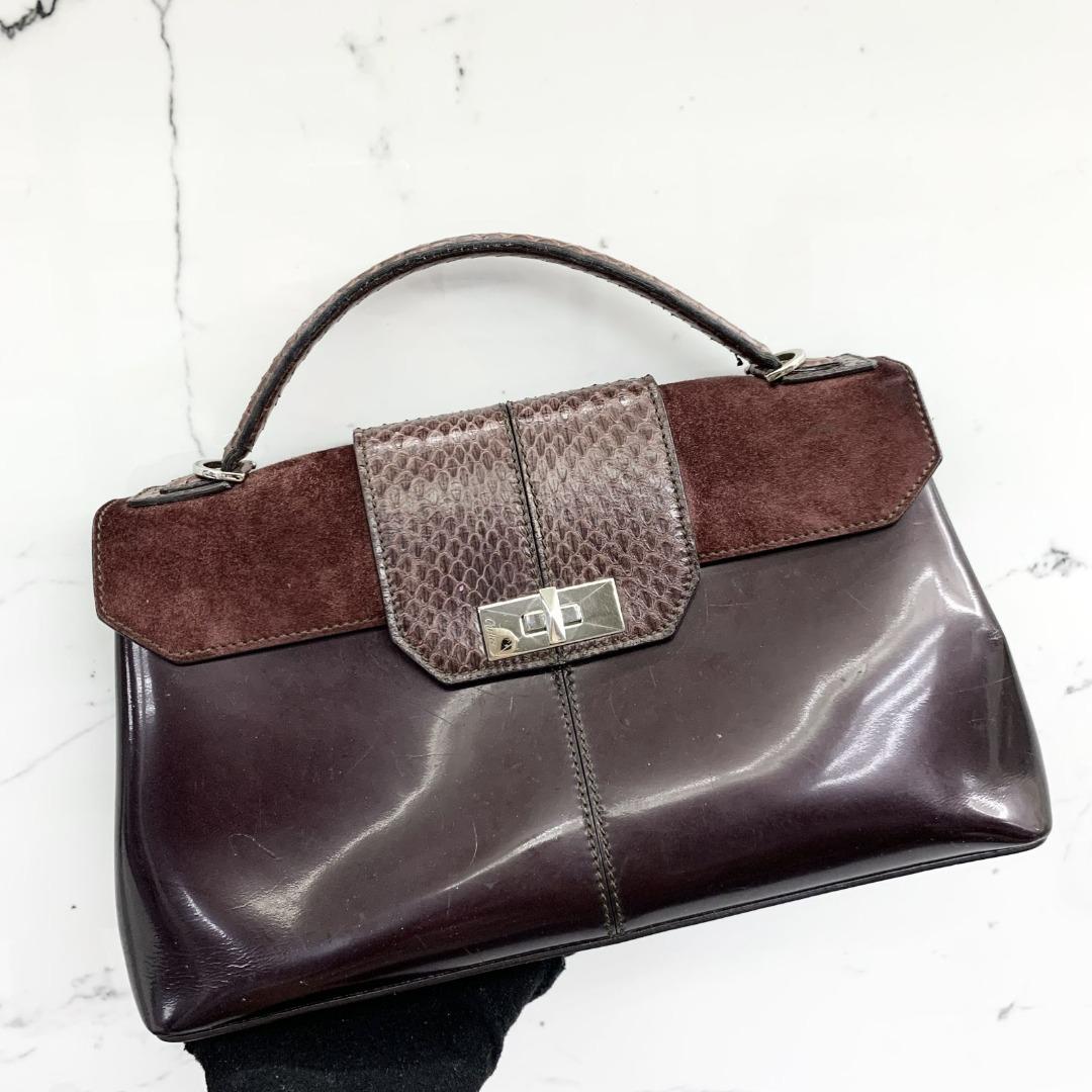 Hand-carried bag Python Marron