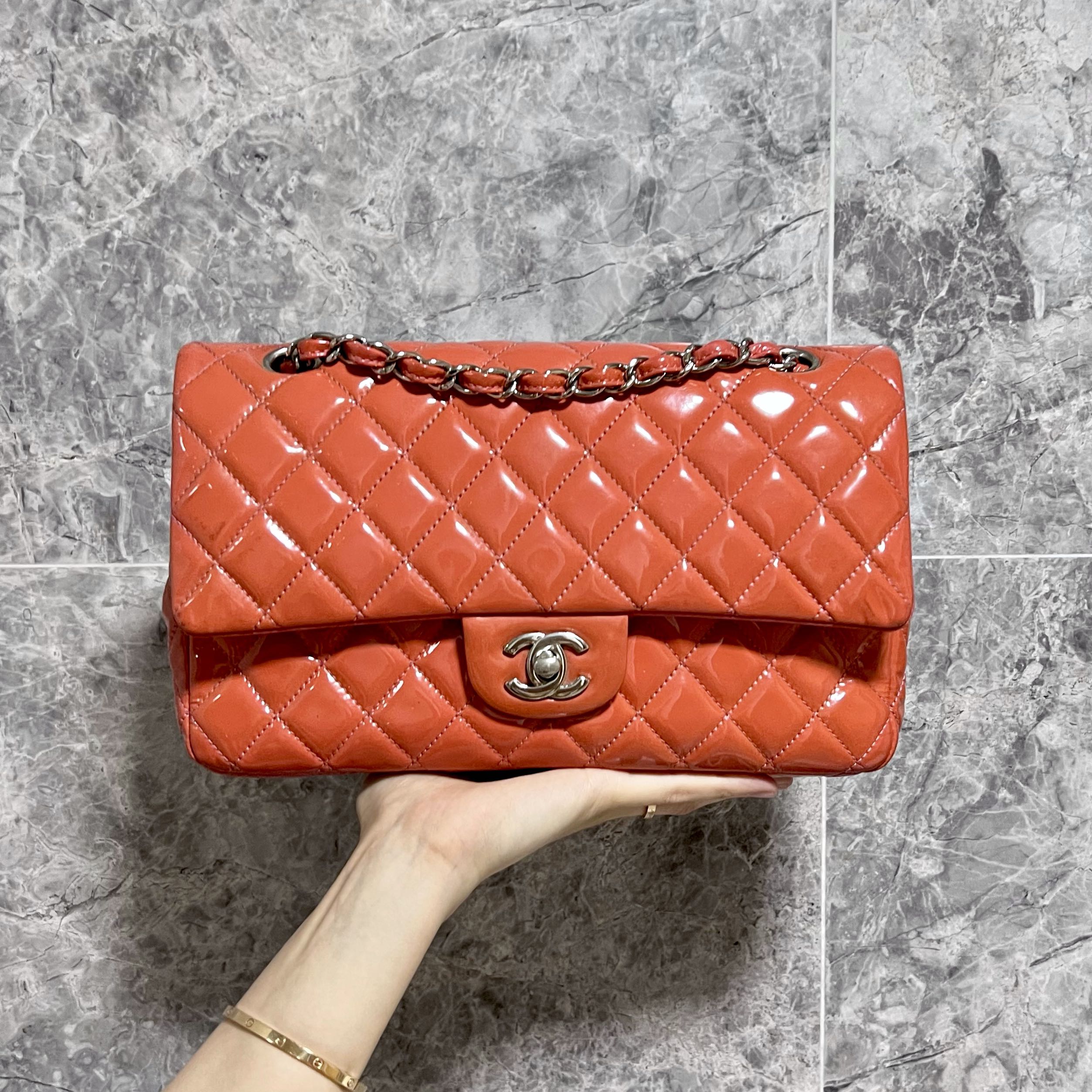 Chanel Medium Classic Flap Patent Leather No 18, Luxury, Bags & Wallets on Carousell