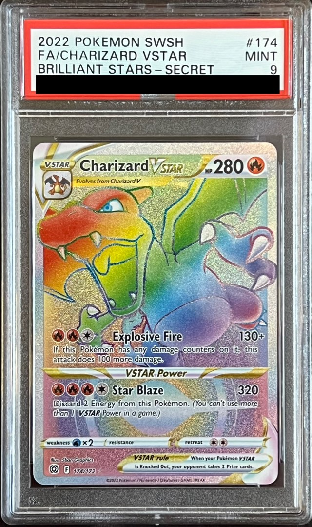 Charizard VStar Brilliant Stars PSA 9 - Rainbow Rare