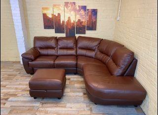 Chestnut Brown Leather Corner Sofa