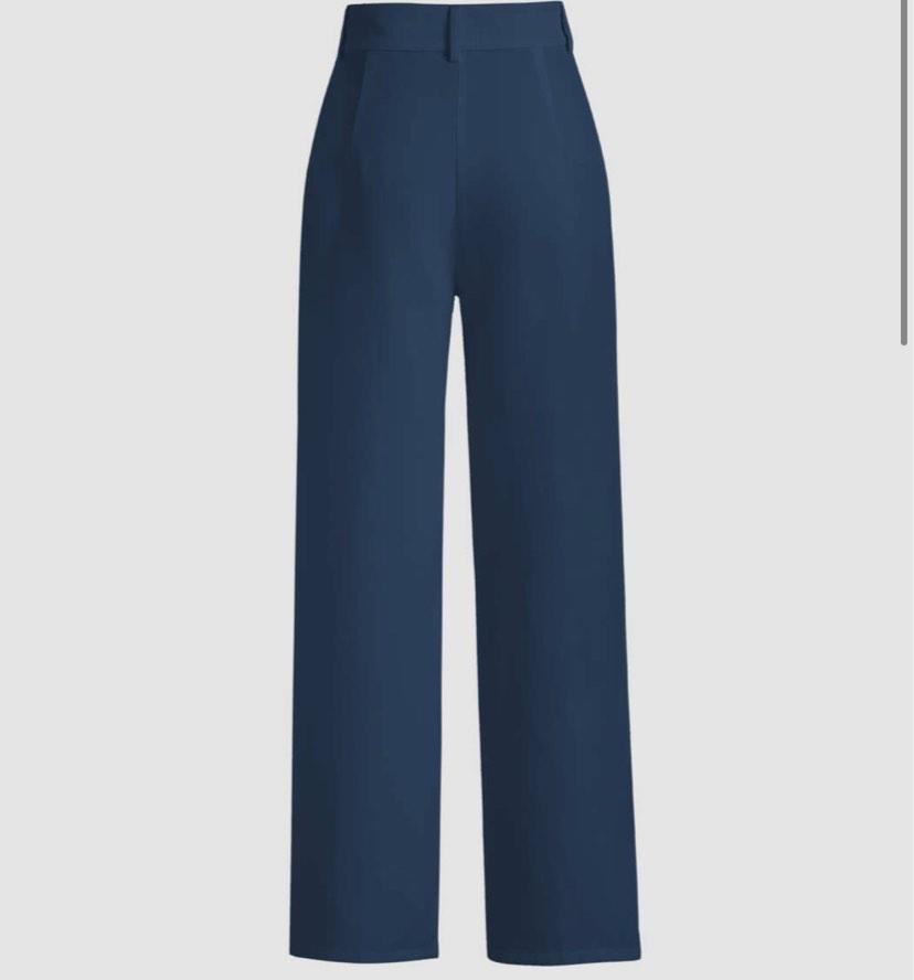 Cider Solid Stitch Straight Leg Trousers (Navy Blue), Women's Fashion,  Bottoms, Other Bottoms on Carousell