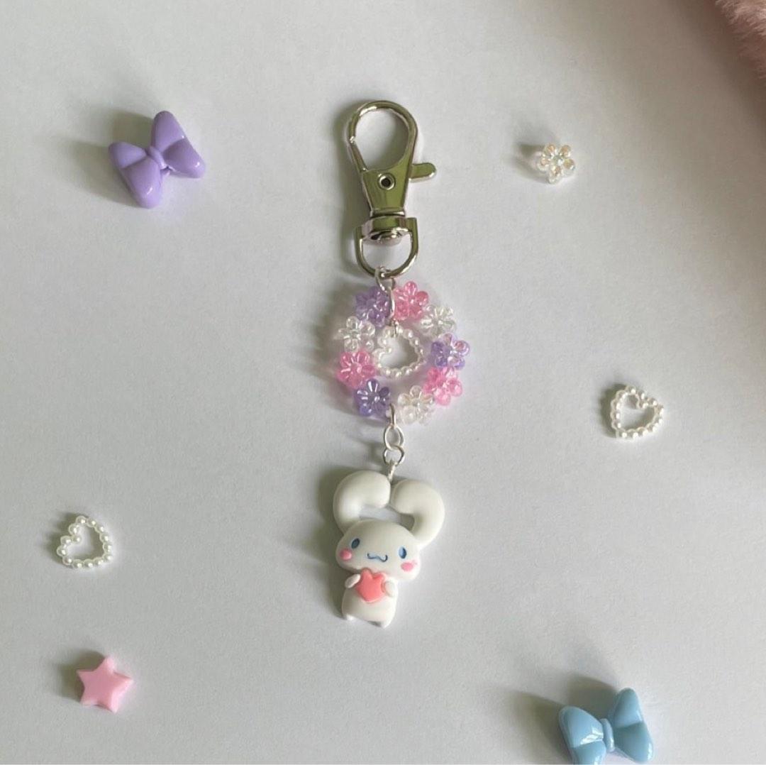 Cinnamoroll Floral Heart Keychain, Sanrio Handmade, Hobbies & Toys ...