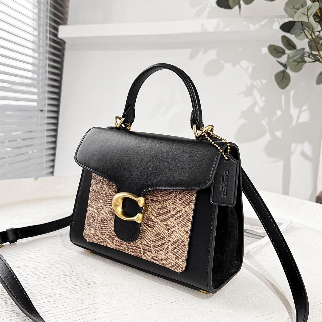 Coach Tabby 20 Top Handle Black with Signature Canvas Bag, Women's