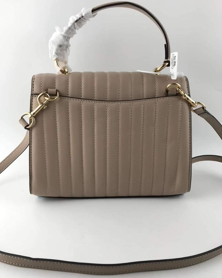 Coach Tilly Top Handle with Quilting in Taupe, Women's Fashion, Bags