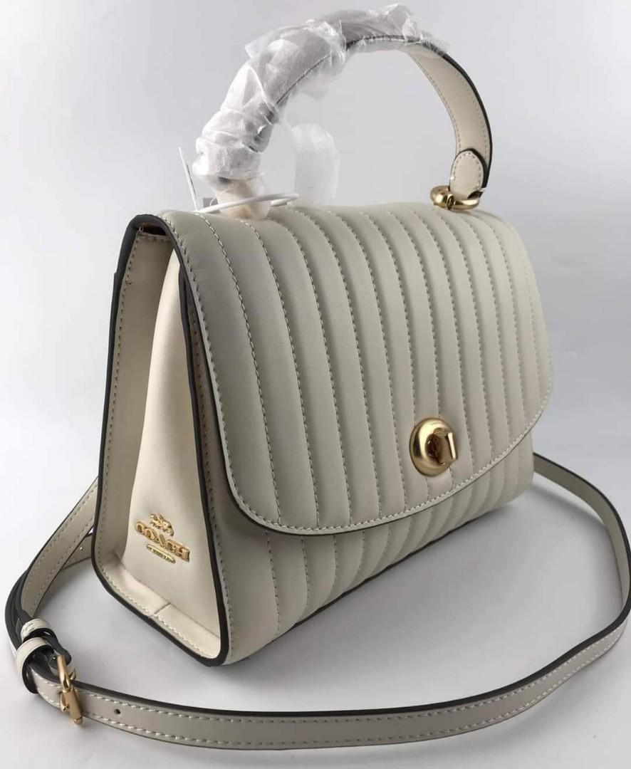 Coach Tilly Top Handle with Quilting in Chalk, Women's Fashion, Bags