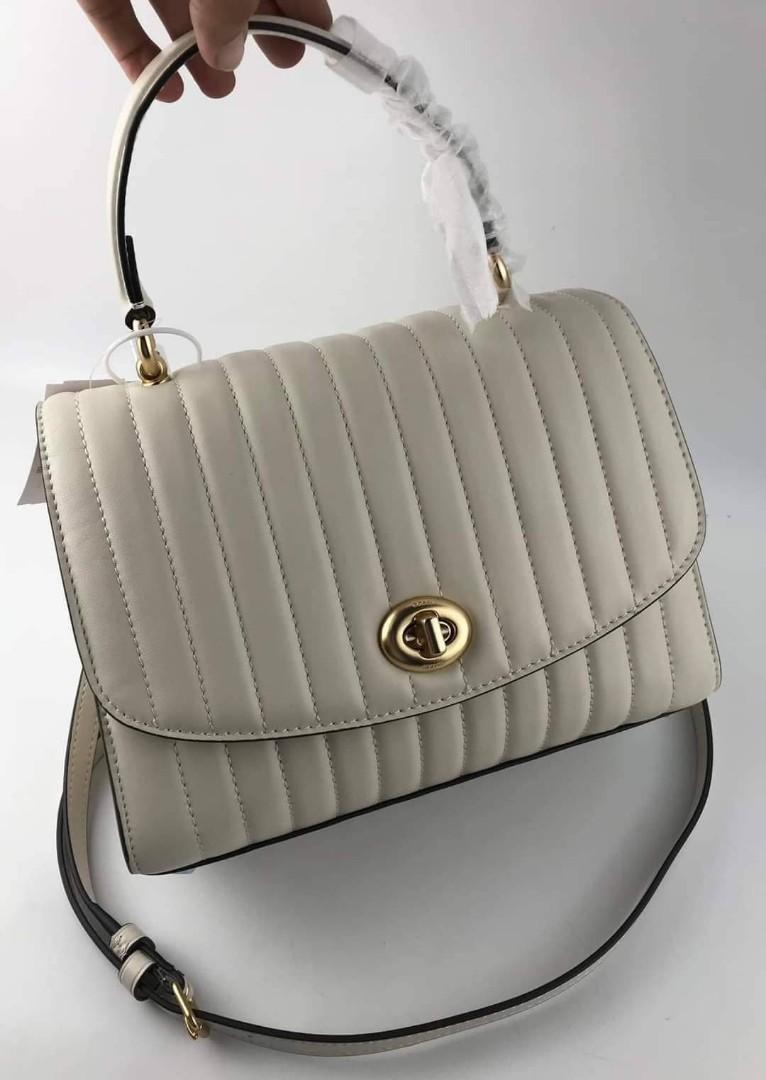 Coach Tilly Top Handle with Quilting in Chalk, Women's Fashion, Bags