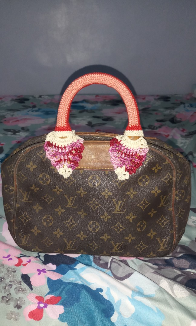 Neverfull Handbag Handle Covers Brown Crochet Leather Handle 