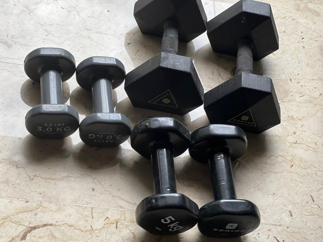 Decathlon Dumbbell 10kg 5kg 3kg Sports Equipment Exercise Fitness Weights Dumbbells on Carousell