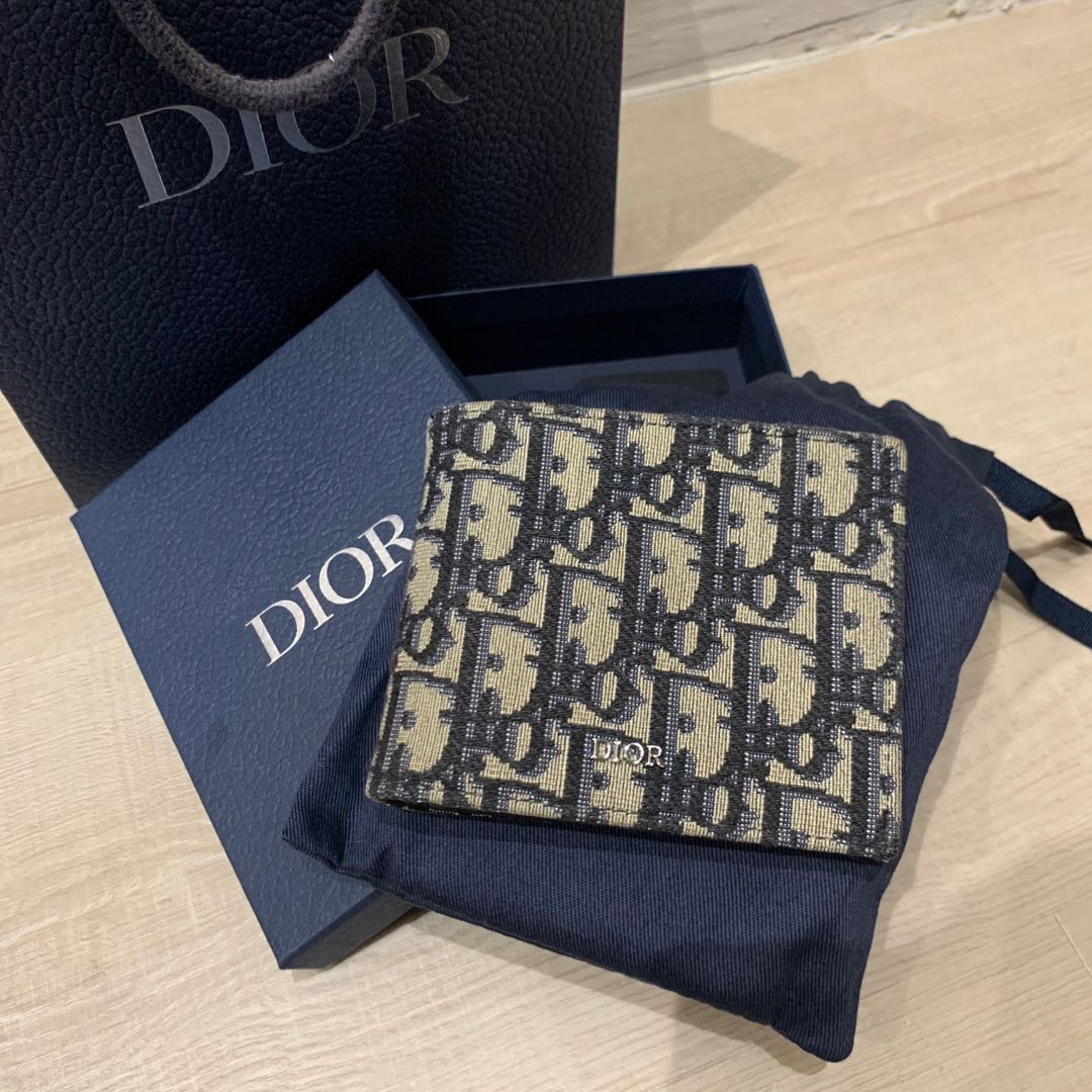 Dior - Compact Wallet Beige and Black Dior Oblique Jacquard - Men