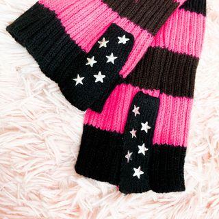Emo Princess Arm/Leg Warmers | PREORDER| Y2K Arm Leg Warmers Striped Stripes Hot Pink Black Punk Alt Alternative Mallgoth Mall Goth Loose Socks Gloves Stripe Stars