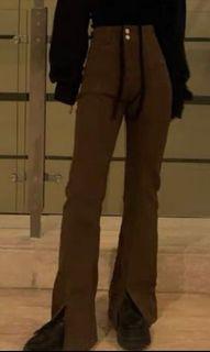 FREE NM - Brown Flare Pants with Slit Detail