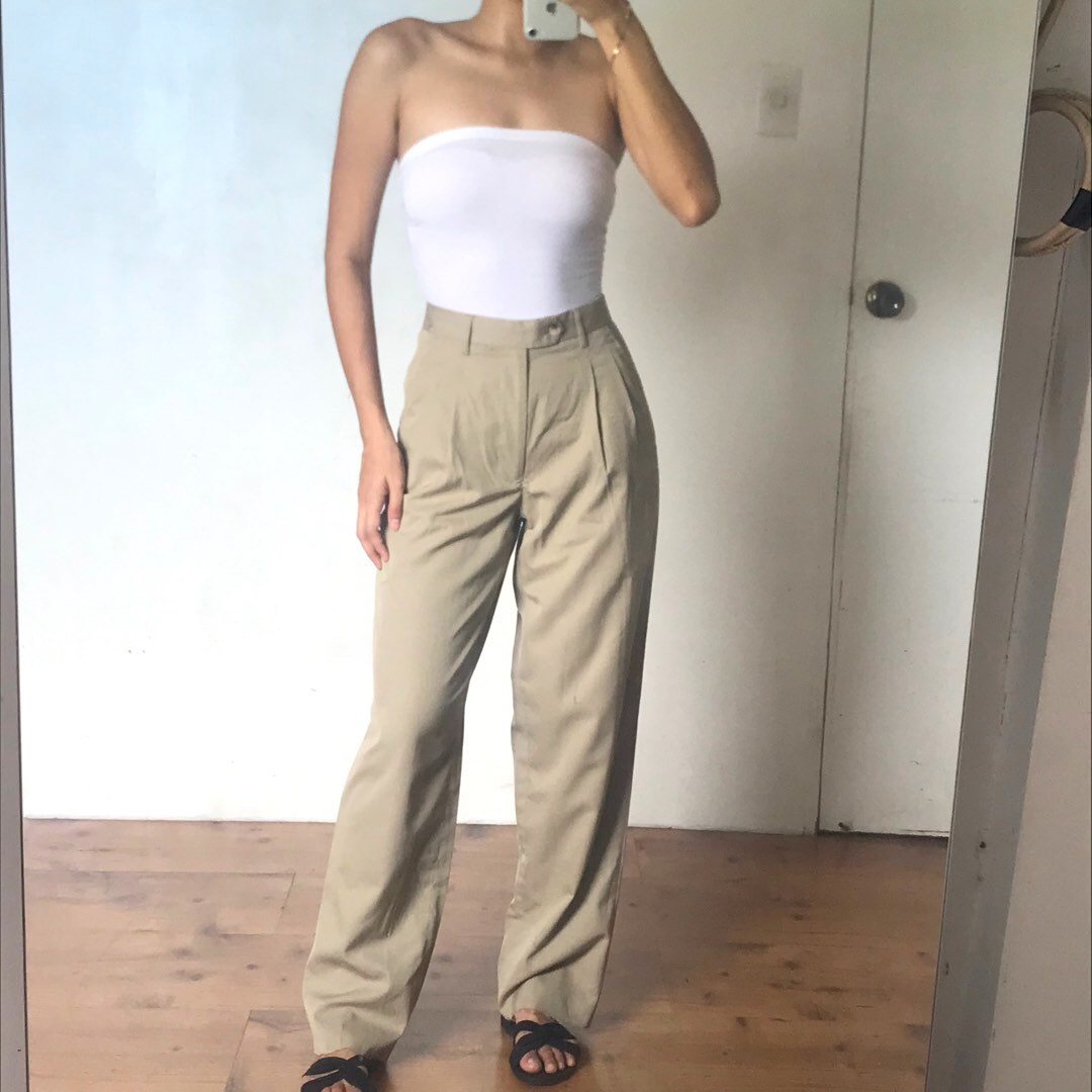 New Look Khaki High Waist Paperbag Trousers | very.co.uk
