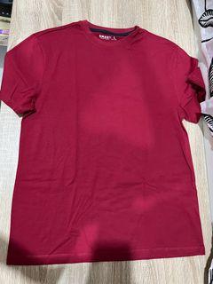 GIORDANO Kaos T-shirt unisex merah atasan Top adem