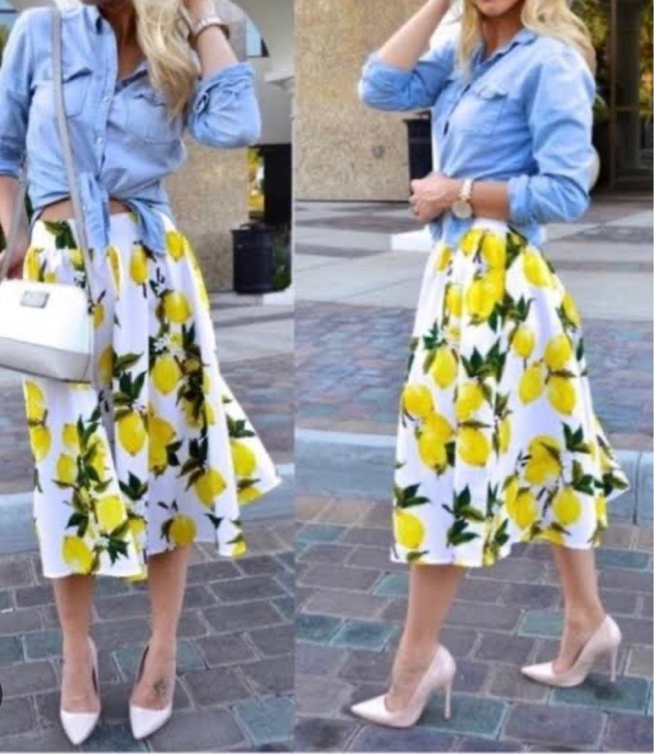 Grace Karin Lemon print skirt Women s Fashion Bottoms Skirts on Carousell