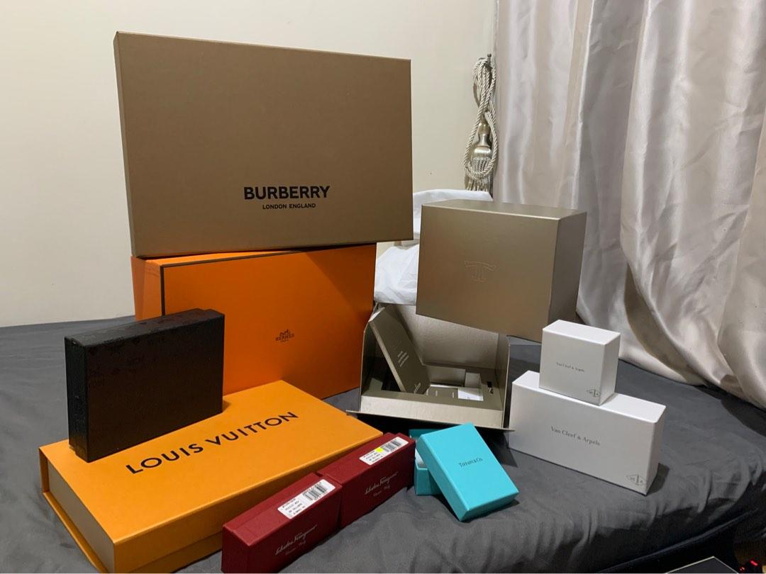 LV Burberry Gucci Empty Boxes Hermes Paper Bags, Luxury, Accessories on  Carousell