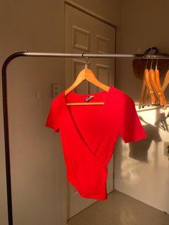 H&M Overlap Red Top