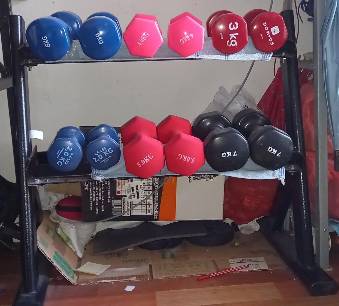 Home Gym Dumbbell set with stand, Sports Equipment, Exercise & Fitness