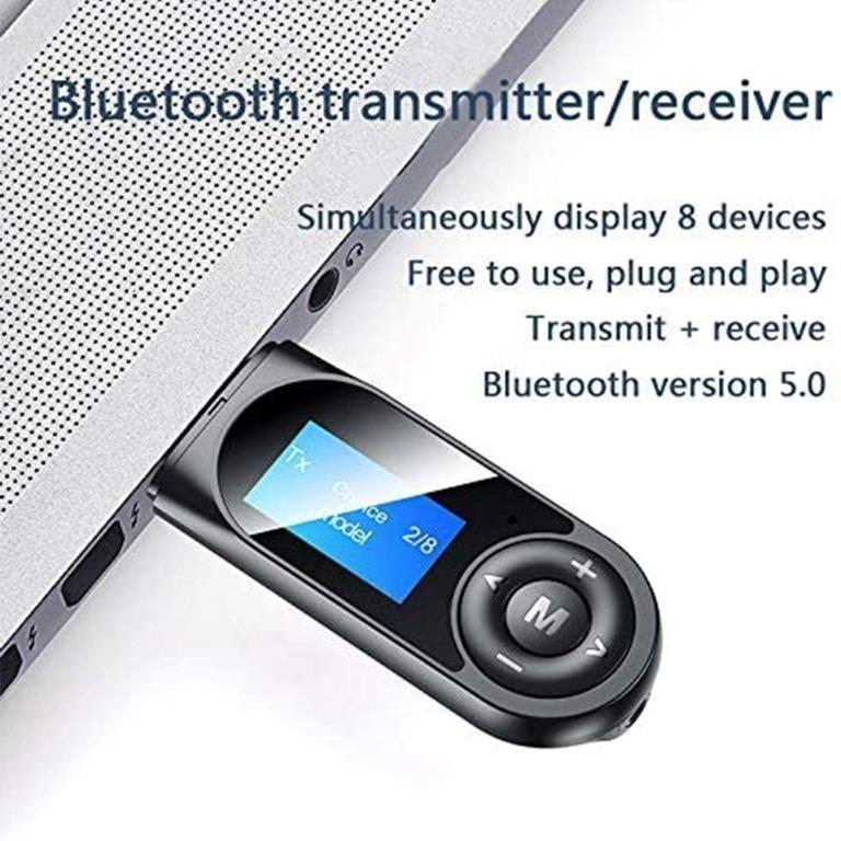 HUET Visible Bluetooth Receiver Transmitter, USB 5.0 Bluetooth Adapter